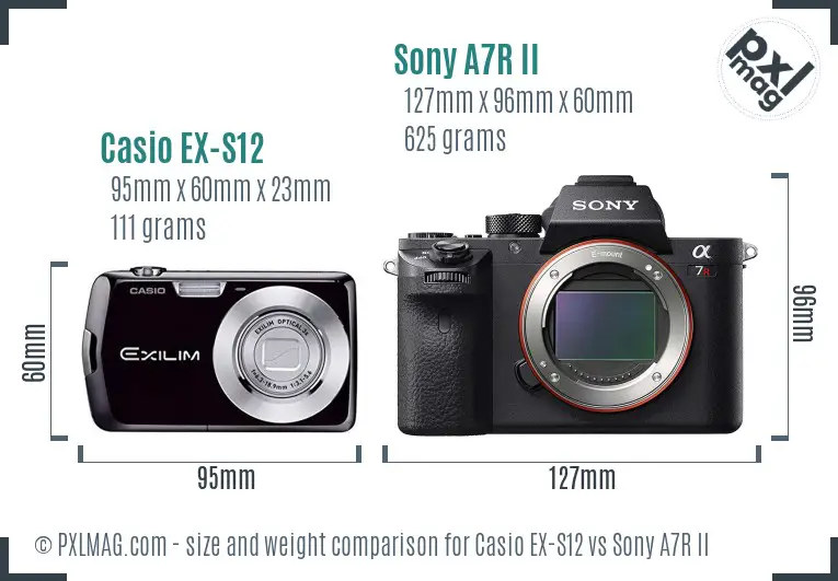 Casio EX-S12 vs Sony A7R II size comparison