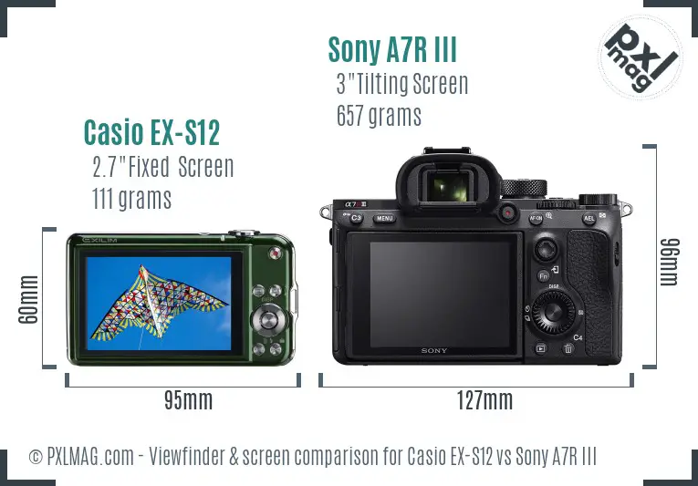 Casio EX-S12 vs Sony A7R III Screen and Viewfinder comparison