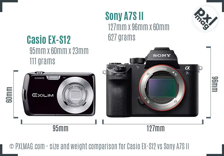 Casio EX-S12 vs Sony A7S II size comparison