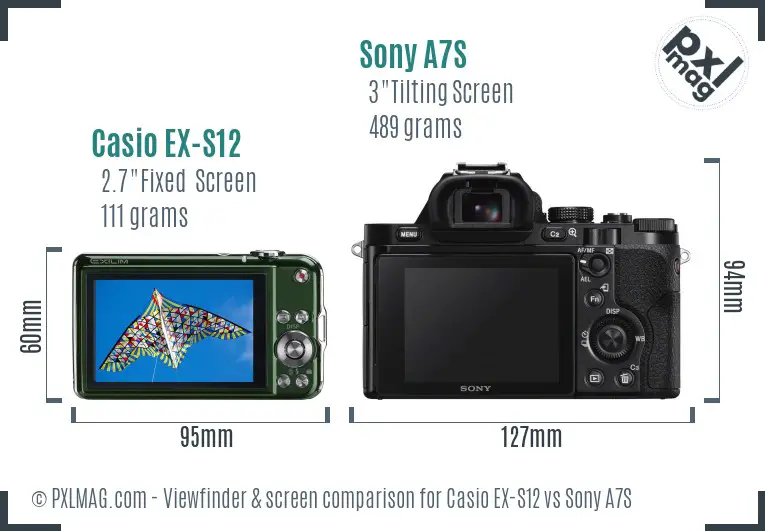 Casio EX-S12 vs Sony A7S Screen and Viewfinder comparison