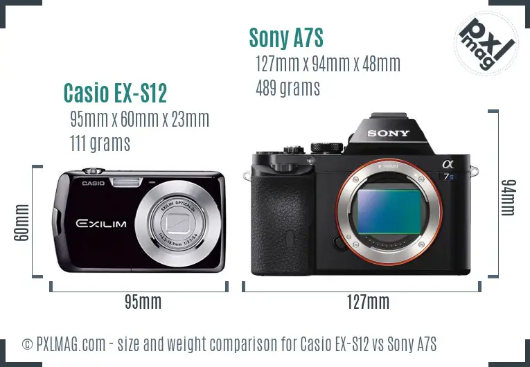 Casio EX-S12 vs Sony A7S size comparison