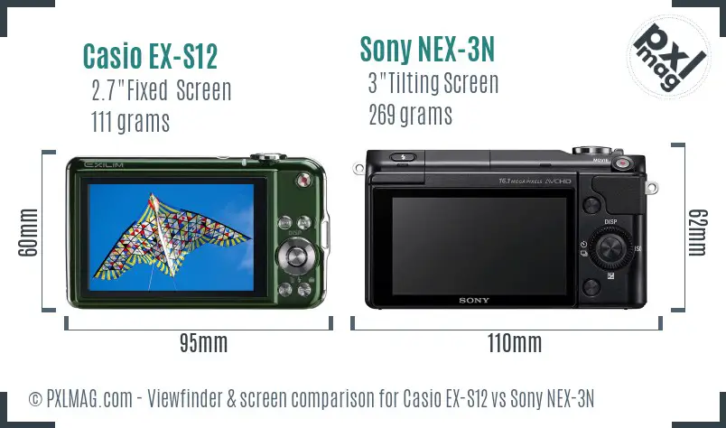 Casio EX-S12 vs Sony NEX-3N Screen and Viewfinder comparison