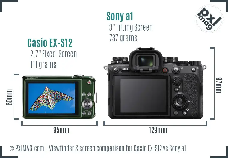 Casio EX-S12 vs Sony a1 Screen and Viewfinder comparison