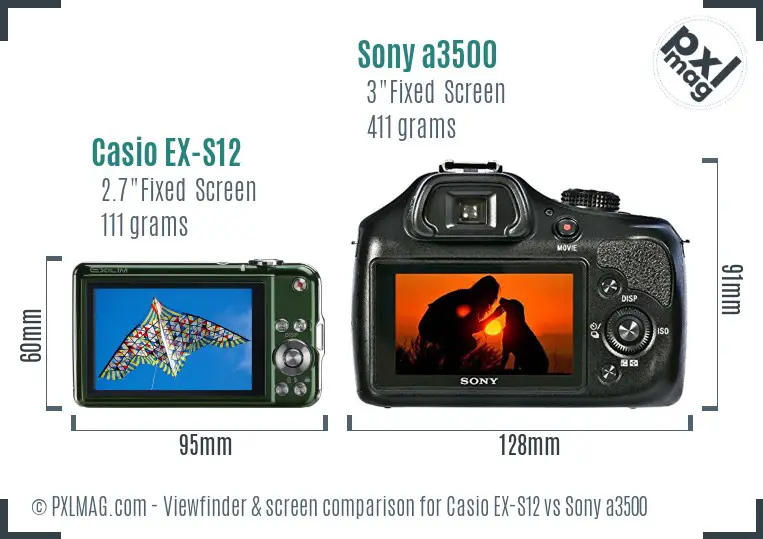 Casio EX-S12 vs Sony a3500 Screen and Viewfinder comparison