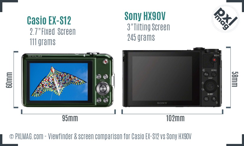 Casio EX-S12 vs Sony HX90V Screen and Viewfinder comparison