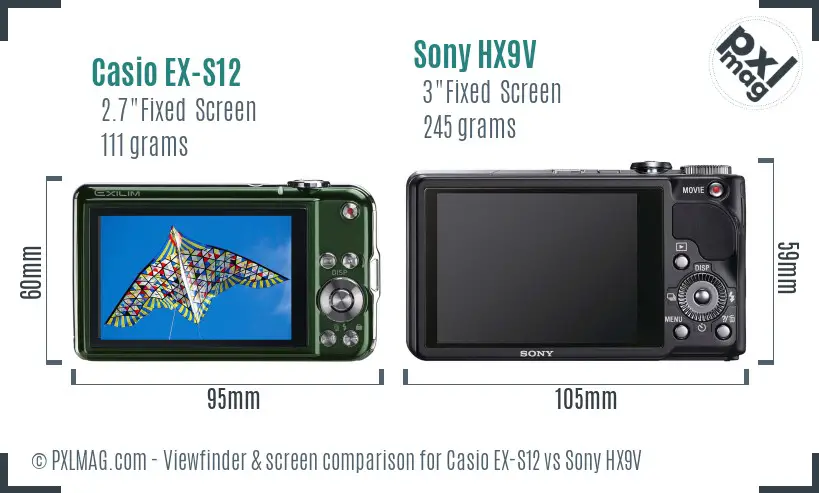 Casio EX-S12 vs Sony HX9V Screen and Viewfinder comparison Casio EX-S12 vs Sony HX9V Screen and Viewfinder comparison