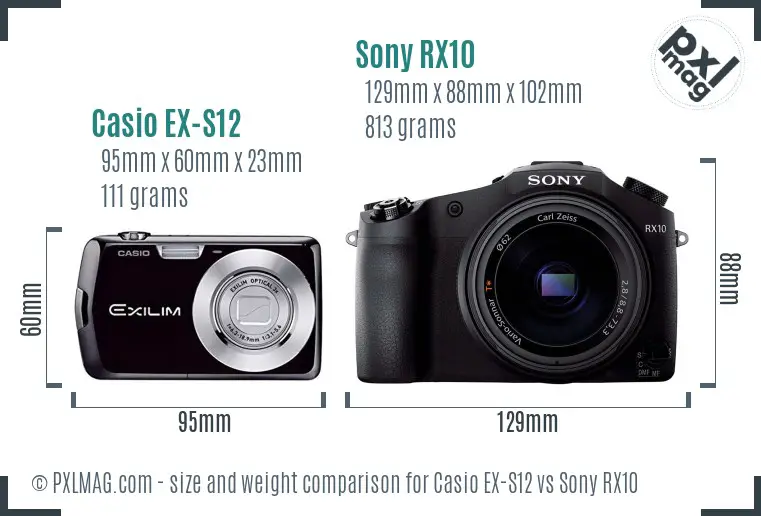 Casio EX-S12 vs Sony RX10 size comparison Casio EX-S12 vs Sony RX10 size comparison