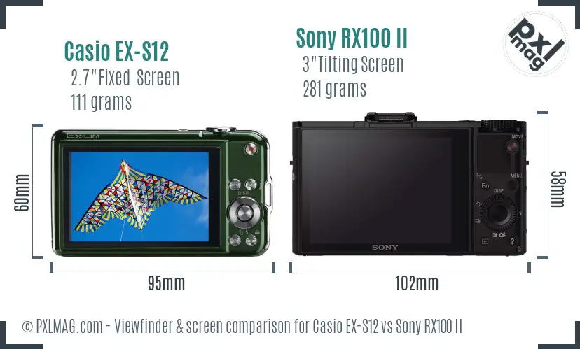 Casio EX-S12 vs Sony RX100 II Screen and Viewfinder comparison Casio EX-S12 vs Sony RX100 II Screen and Viewfinder comparison