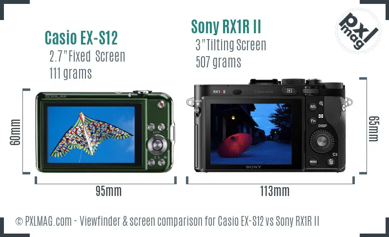 Casio EX-S12 vs Sony RX1R II Screen and Viewfinder comparison