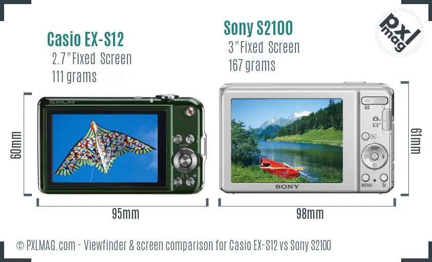 Casio EX-S12 vs Sony S2100 Screen and Viewfinder comparison Casio EX-S12 vs Sony S2100 Screen and Viewfinder comparison