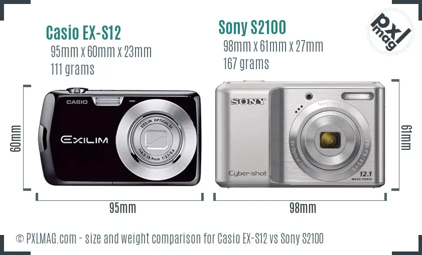 Casio EX-S12 vs Sony S2100 size comparison Casio EX-S12 vs Sony S2100 size comparison