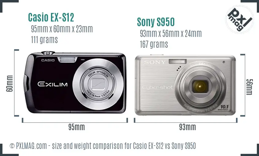 Casio EX-S12 vs Sony S950 size comparison