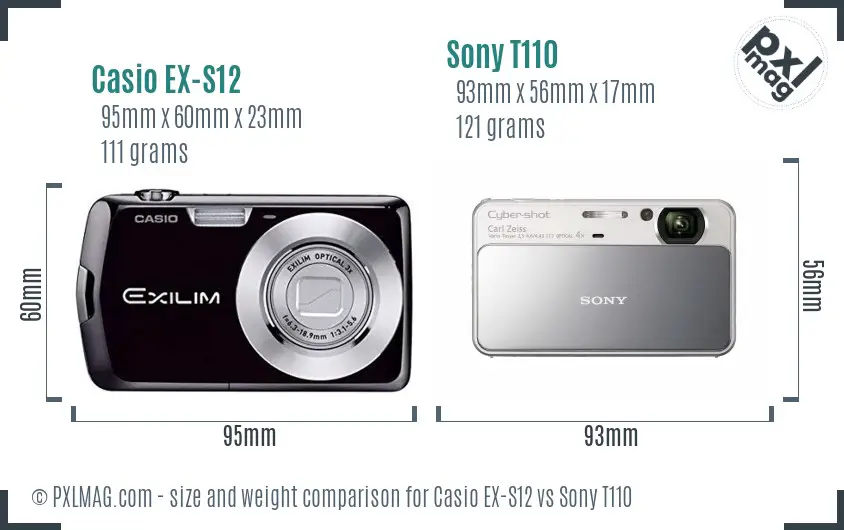Casio EX-S12 vs Sony T110 size comparison Casio EX-S12 vs Sony T110 size comparison