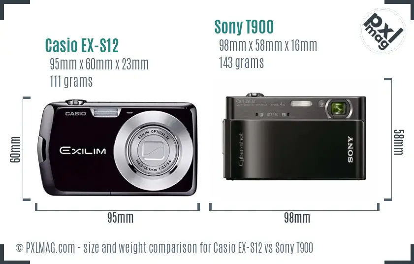 Casio EX-S12 vs Sony T900 size comparison Casio EX-S12 vs Sony T900 size comparison