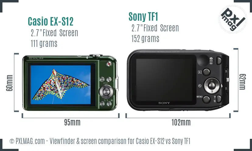 Casio EX-S12 vs Sony TF1 Screen and Viewfinder comparison