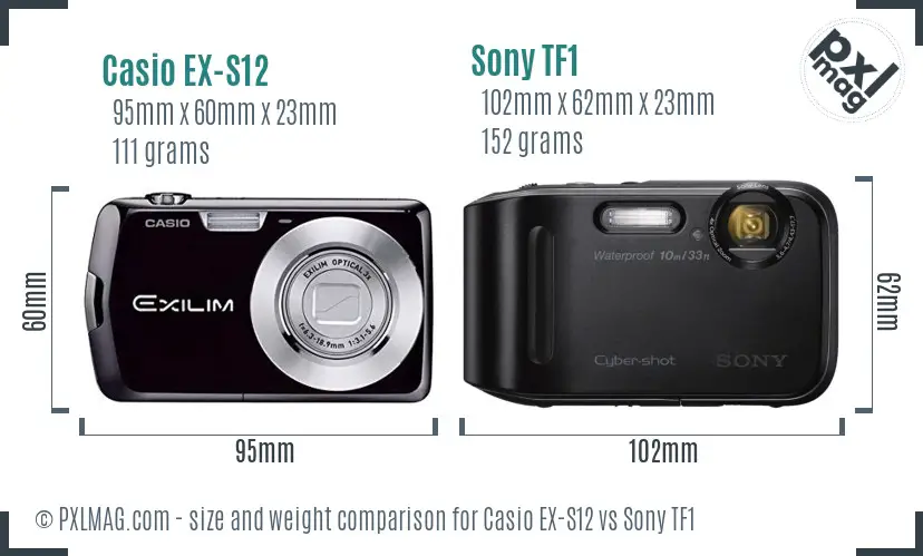 Casio EX-S12 vs Sony TF1 size comparison