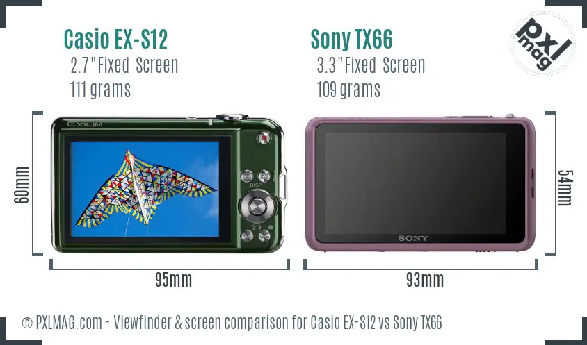 Casio EX-S12 vs Sony TX66 Screen and Viewfinder comparison Casio EX-S12 vs Sony TX66 Screen and Viewfinder comparison