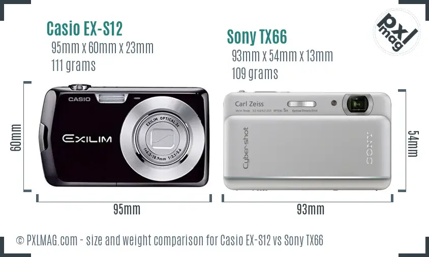 Casio EX-S12 vs Sony TX66 size comparison Casio EX-S12 vs Sony TX66 size comparison