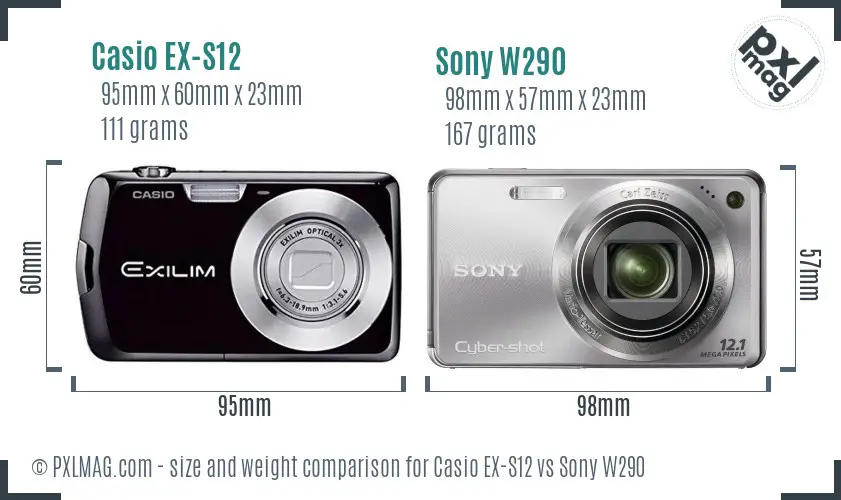 Casio EX-S12 vs Sony W290 size comparison Casio EX-S12 vs Sony W290 size comparison