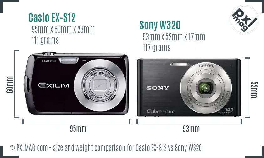 Casio EX-S12 vs Sony W320 size comparison Casio EX-S12 vs Sony W320 size comparison