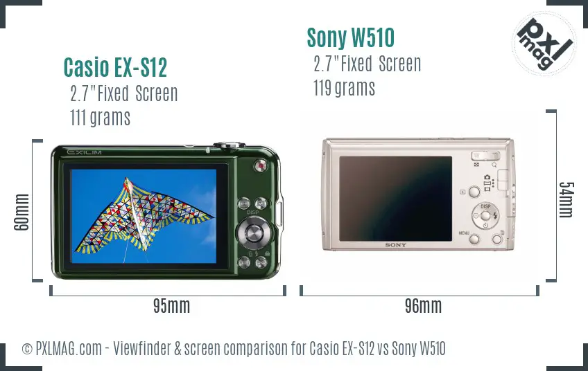 Casio EX-S12 vs Sony W510 Screen and Viewfinder comparison