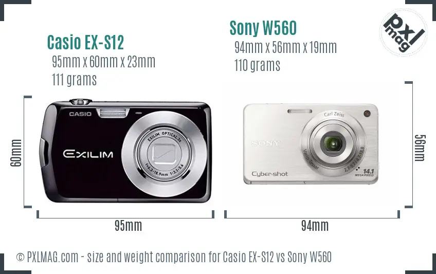 Casio EX-S12 vs Sony W560 size comparison Casio EX-S12 vs Sony W560 size comparison