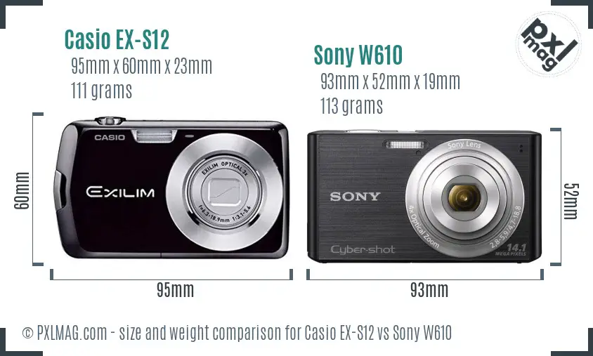 Casio EX-S12 vs Sony W610 size comparison Casio EX-S12 vs Sony W610 size comparison