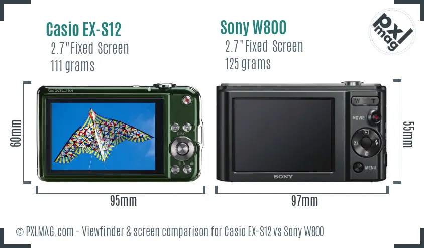Casio EX-S12 vs Sony W800 Screen and Viewfinder comparison Casio EX-S12 vs Sony W800 Screen and Viewfinder comparison