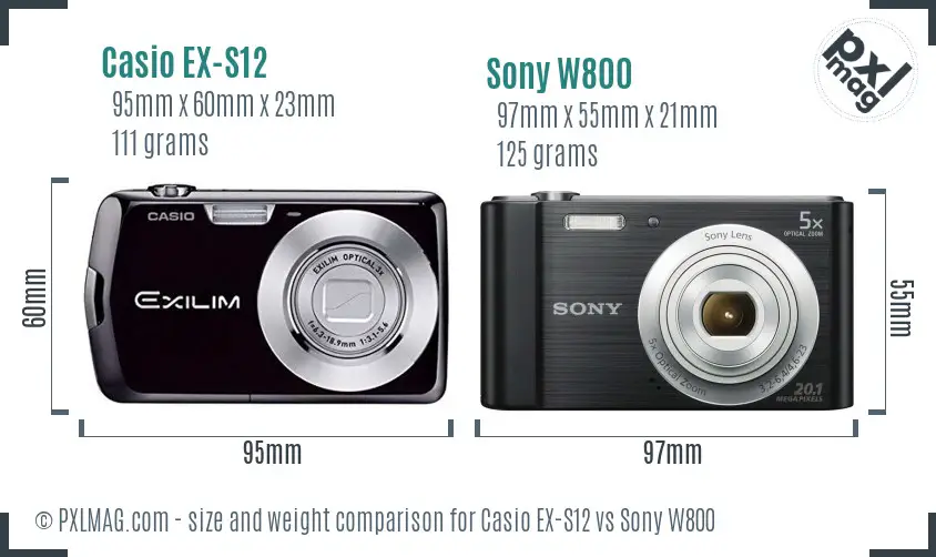 Casio EX-S12 vs Sony W800 size comparison Casio EX-S12 vs Sony W800 size comparison