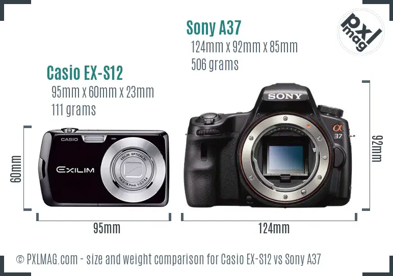 Casio EX-S12 vs Sony A37 size comparison Casio EX-S12 vs Sony A37 size comparison