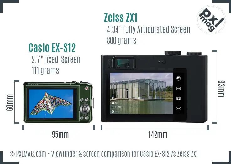 Casio EX-S12 vs Zeiss ZX1 Screen and Viewfinder comparison