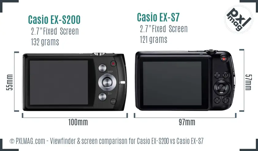 Casio EX-S200 vs Casio EX-S7 Screen and Viewfinder comparison