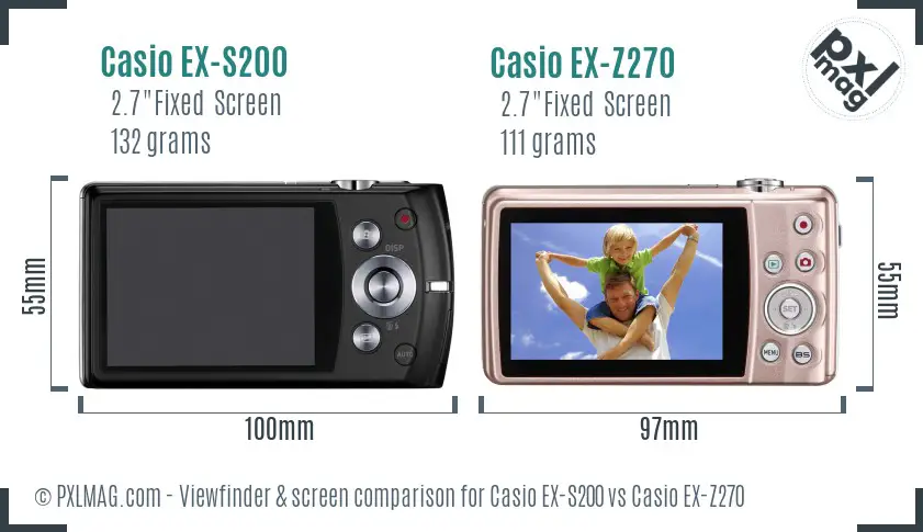 Casio EX-S200 vs Casio EX-Z270 Screen and Viewfinder comparison