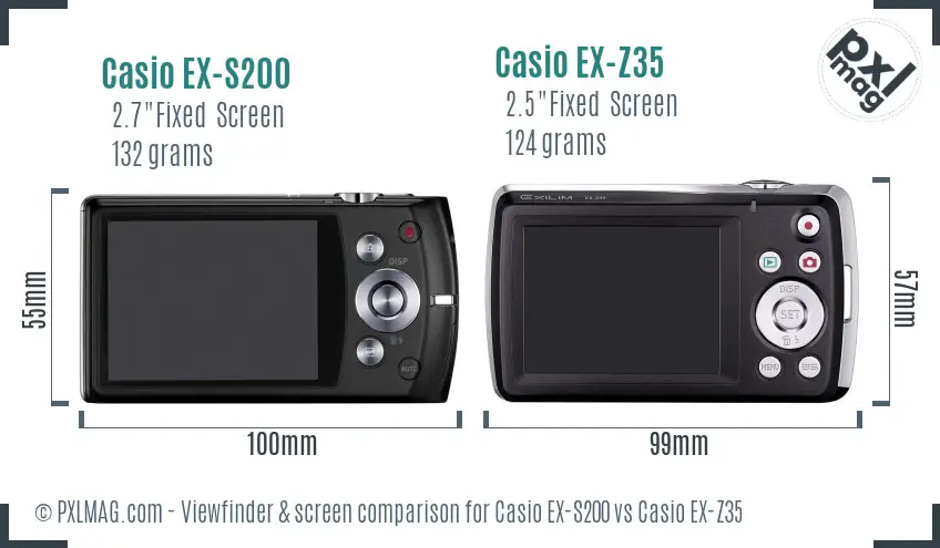 Casio EX-S200 vs Casio EX-Z35 Screen and Viewfinder comparison