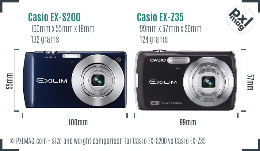 Casio EX-S200 vs Casio EX-Z35 size comparison