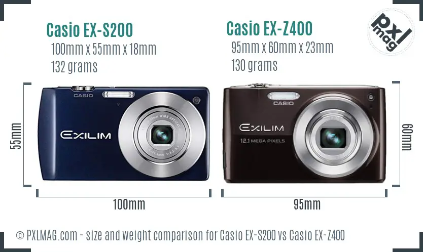Casio EX-S200 vs Casio EX-Z400 size comparison
