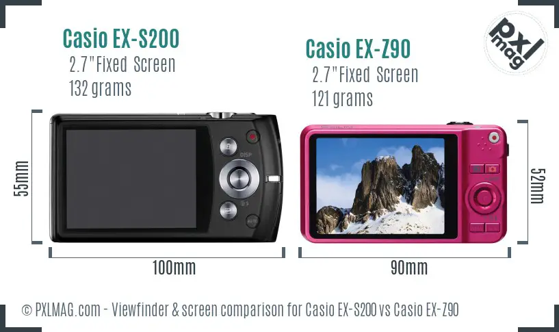 Casio EX-S200 vs Casio EX-Z90 Screen and Viewfinder comparison Casio EX-S200 vs Casio EX-Z90 Screen and Viewfinder comparison