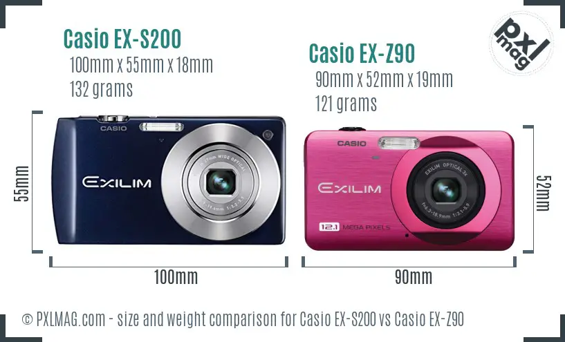 Casio EX-S200 vs Casio EX-Z90 size comparison Casio EX-S200 vs Casio EX-Z90 size comparison