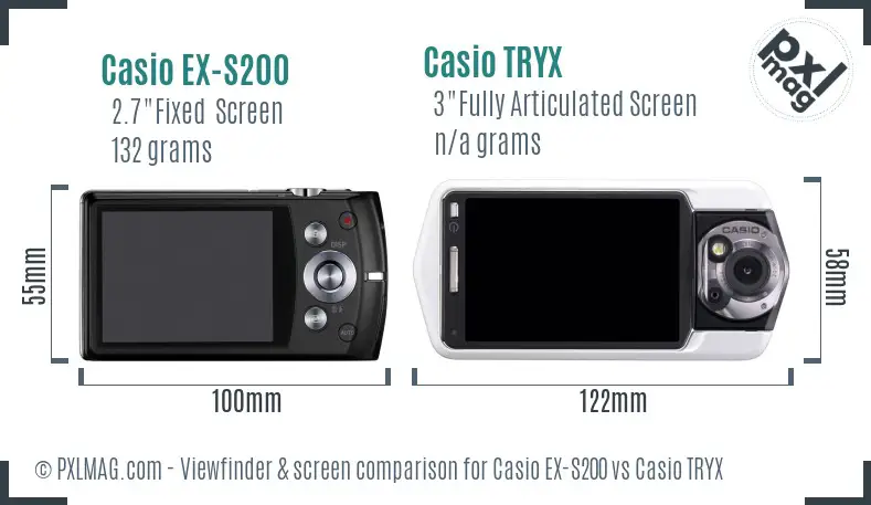 Casio EX-S200 vs Casio TRYX Screen and Viewfinder comparison