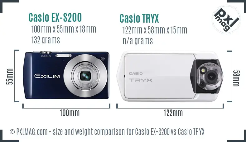 Casio EX-S200 vs Casio TRYX size comparison