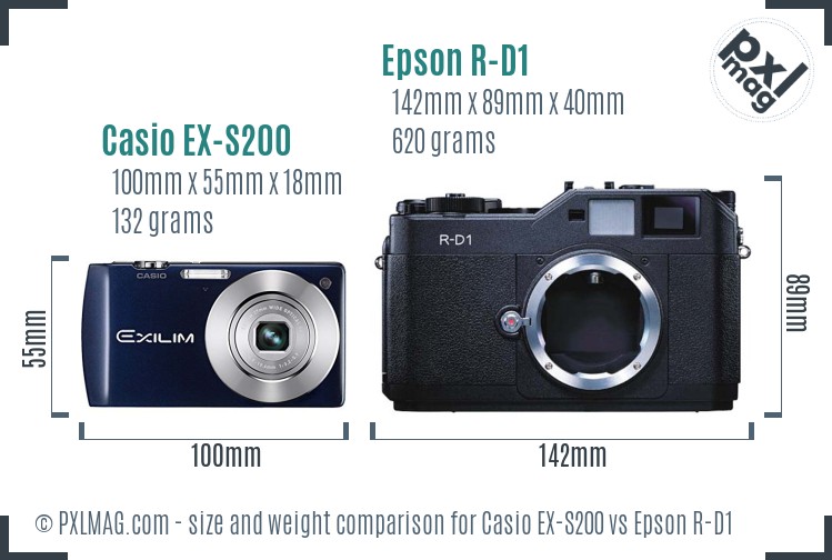 Casio EX-S200 vs Epson R-D1 size comparison Casio EX-S200 vs Epson R-D1 size comparison