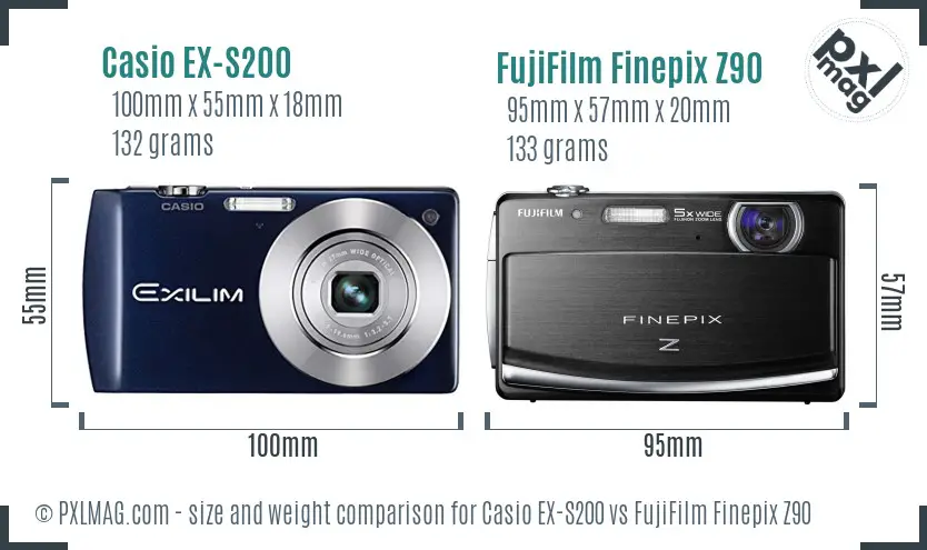 Casio EX-S200 vs FujiFilm Finepix Z90 size comparison