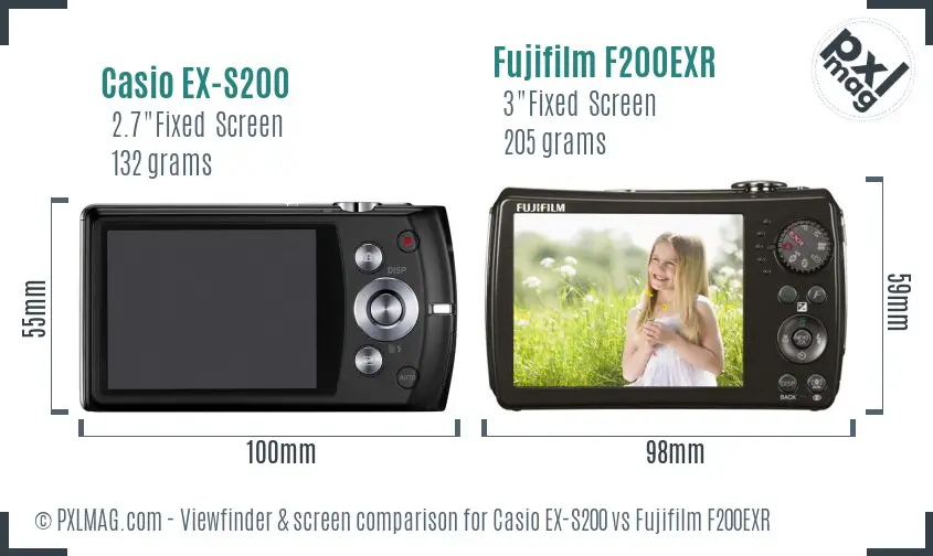Casio EX-S200 vs Fujifilm F200EXR Screen and Viewfinder comparison Casio EX-S200 vs Fujifilm F200EXR Screen and Viewfinder comparison