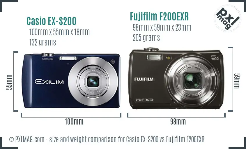 Casio EX-S200 vs Fujifilm F200EXR size comparison Casio EX-S200 vs Fujifilm F200EXR size comparison