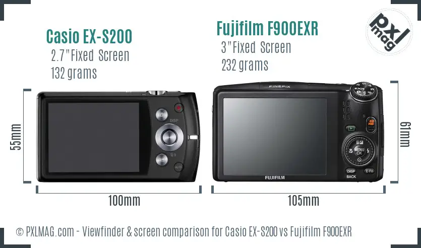 Casio EX-S200 vs Fujifilm F900EXR Screen and Viewfinder comparison