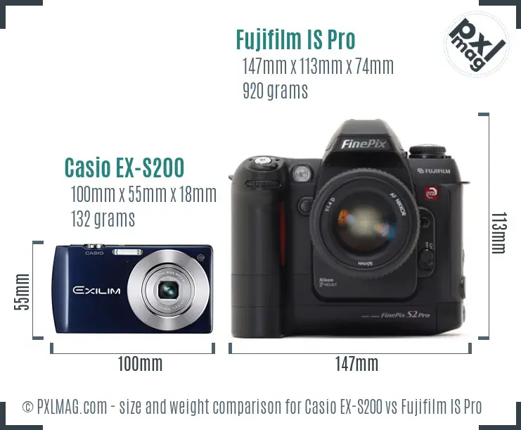 Casio EX-S200 vs Fujifilm IS Pro size comparison