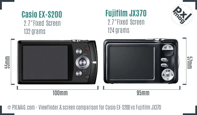 Casio EX-S200 vs Fujifilm JX370 Screen and Viewfinder comparison