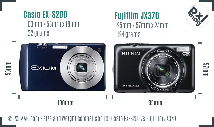 Casio EX-S200 vs Fujifilm JX370 size comparison