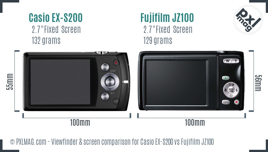 Casio EX-S200 vs Fujifilm JZ100 Screen and Viewfinder comparison