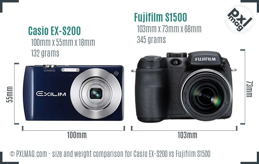 Casio EX-S200 vs Fujifilm S1500 size comparison